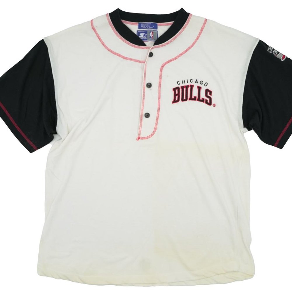 Vintage Starter Chicago Bulls Half-Button Shirt Size Large
